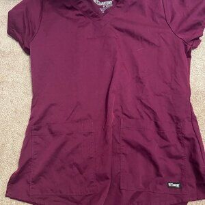Grey's Anatomy Women's Burgundy Scrub Top